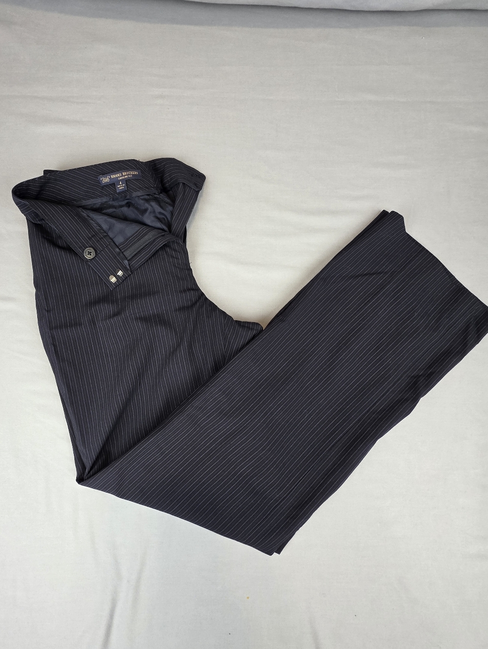 Brooks Brothers 364 Caroline Fit Slacks Wool Blend Trousers Size 4 Navy Pinstrip